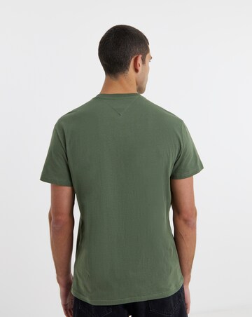 Tommy Jeans Short Sleeve Linear Contrast Logo T-Shirt - Green