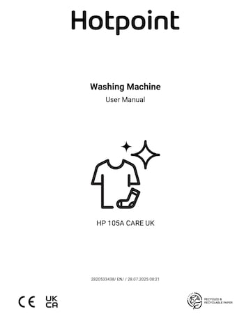 Hotpoint HP 105A CARE UK Fabric Care Washing Machine - White + Installation