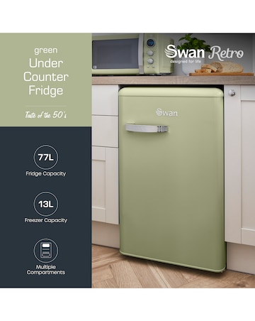 Swan SR11035GNE Retro Under Counter Fridge 90L - Green