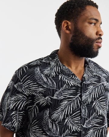 Jack & Jones Jeff Print Resort Shirt - Black/White