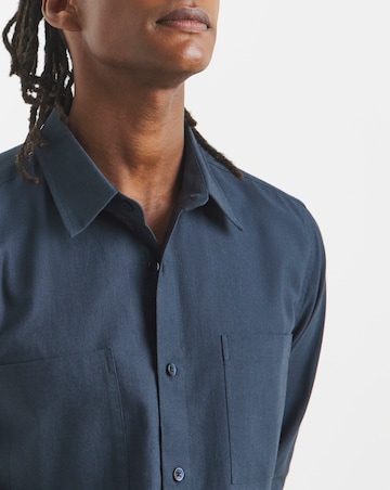 Long Sleeve Linen Blend Shirt Long