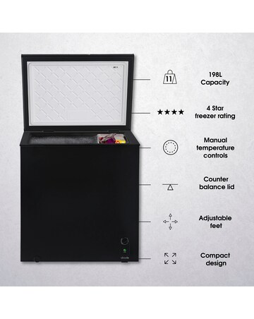 Abode A198CF0E1B 198L Chest Freezer - Black