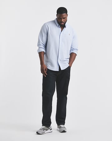 Polo Ralph Lauren Long Sleeve Stripe Stretch Pique Shirt - Blue
