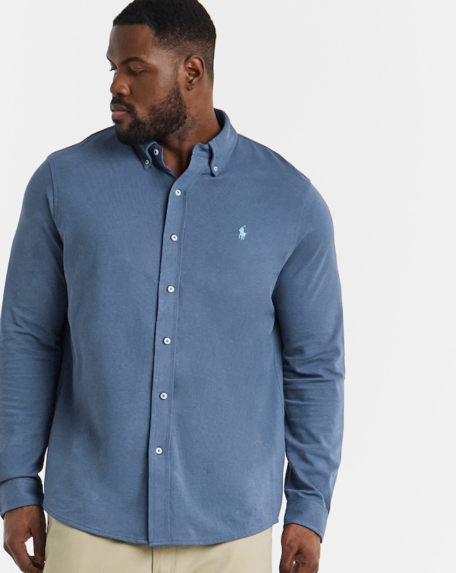 Polo Ralph Lauren Long Sleeve Stretch Mesh Shirt - Royal Blue