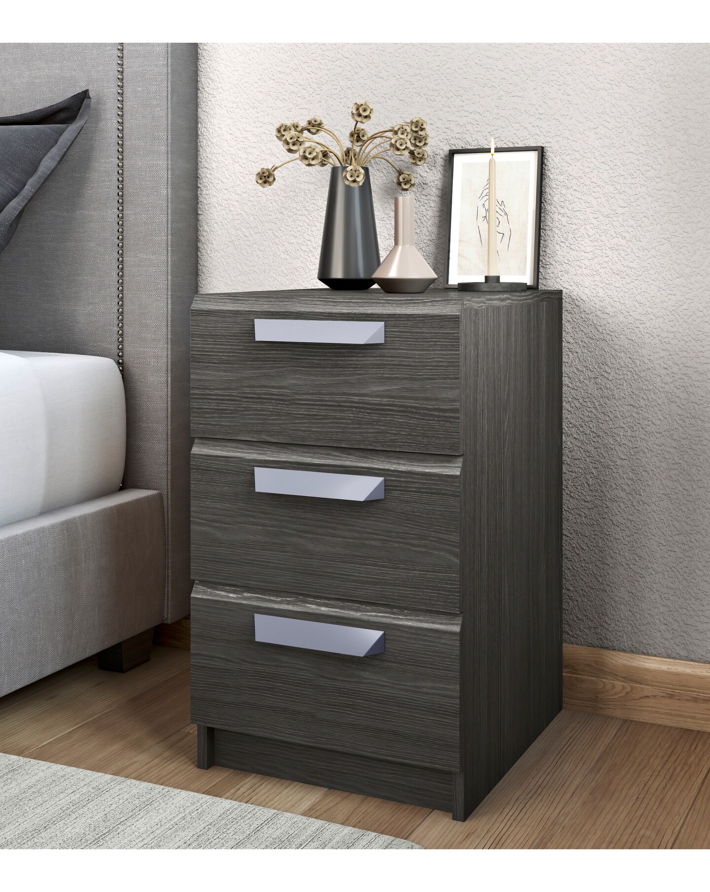 Lugo Ready Assembled 3 Drawer Bedside Table