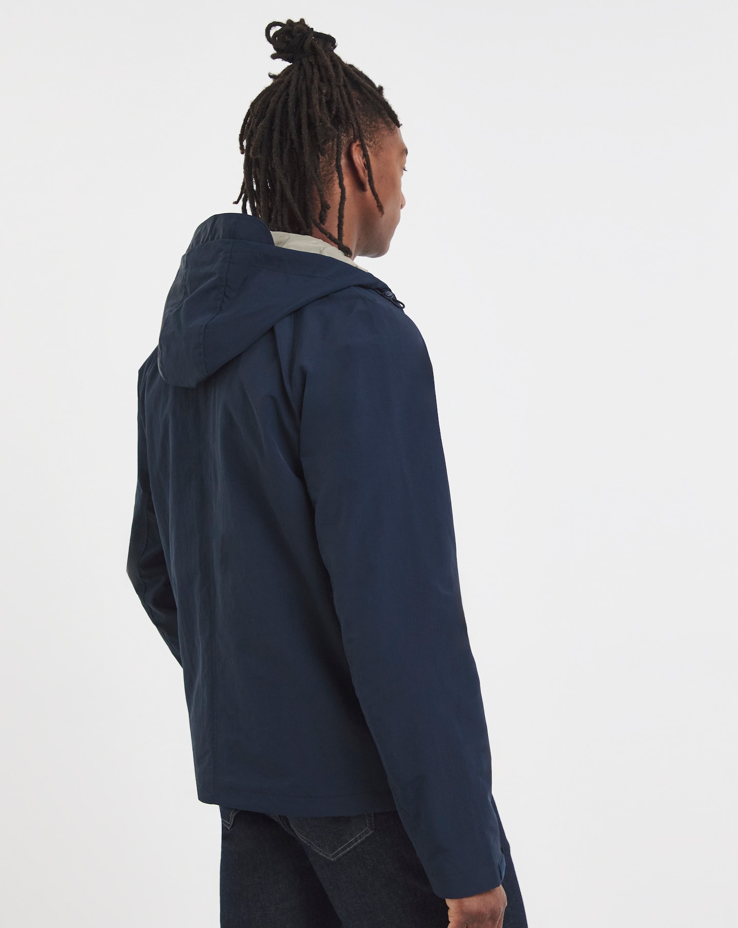 Navy Overhead Hooded Zip Detail Lightweight Jacket | Jacamo