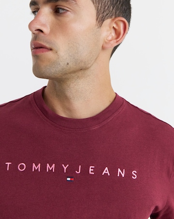 Tommy Jeans Short Sleeve Linear Contrast Logo T-Shirt - Wine