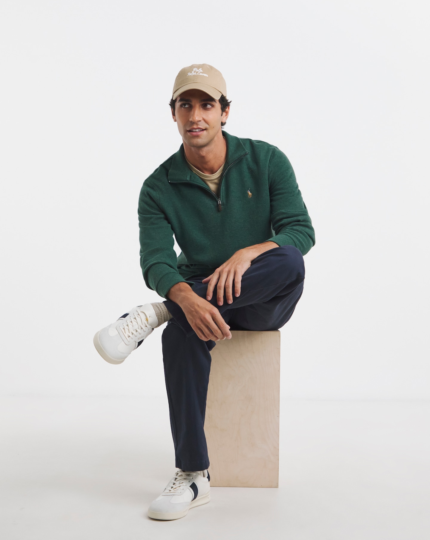 Polo Ralph Lauren Estate Rib 1/4 Zip Pullover - Green | Jacamo