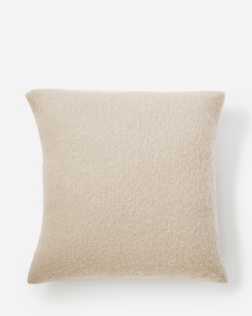 Faux Mohair Fringed Cushion - Natural