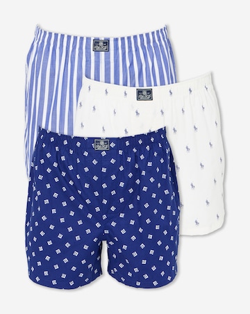 Polo Ralph Lauren 3 Pack Print Woven Boxer - Blue
