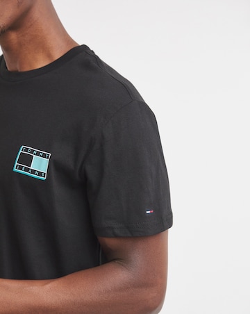 Tommy Jeans Short Sleeve Slim Neon Flag T-Shirt - Black