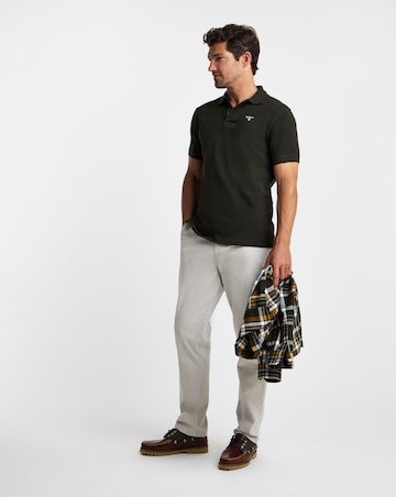Barbour Tartan Trim Pique Polo - Forest Green