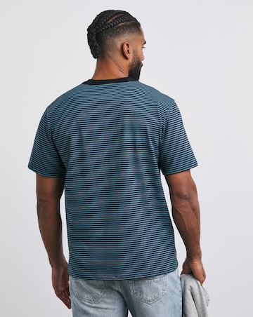 Armor Lux Hertiage Stripe Crew Neck T-Shirt - Teal/Navy