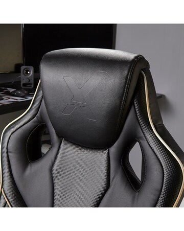 X Rocker Maverick Office Gaming Chair with Lumbar Support- Black & Gold