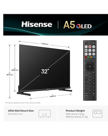 Hisense 32A5QTUK 32in Full HD QLED Smart TV with Freely