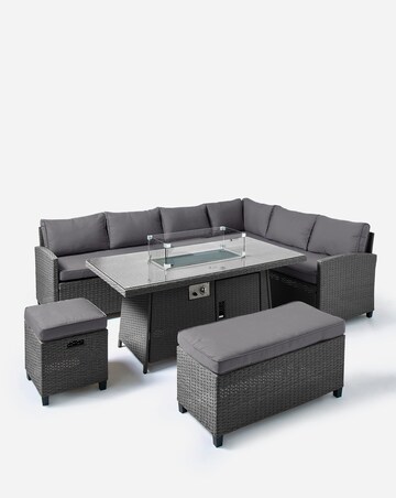 Valencia Corner Dining Set With Firepit Table