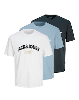 Jack & Jones Bronx Logo T-Shirt 3 Pack - Multi