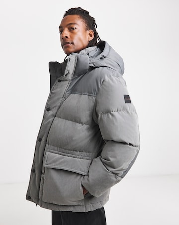 BOSS Hooded Padded Coat - Grey