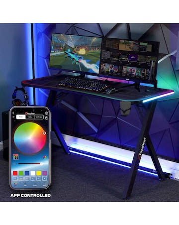 X Rocker Lumio XL Gaming Desk with 3 Sided App-Controlled LED Lighting
