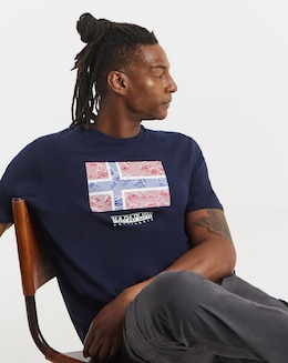 Napapijri Drapeau Flag Graphic T-Shirt - Navy