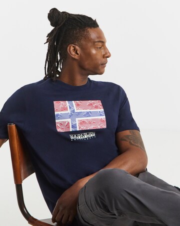 Napapijri Drapeau Flag Graphic T-Shirt - Navy