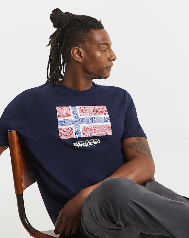 Napapijri Drapeau Flag Graphic T-Shirt - Navy