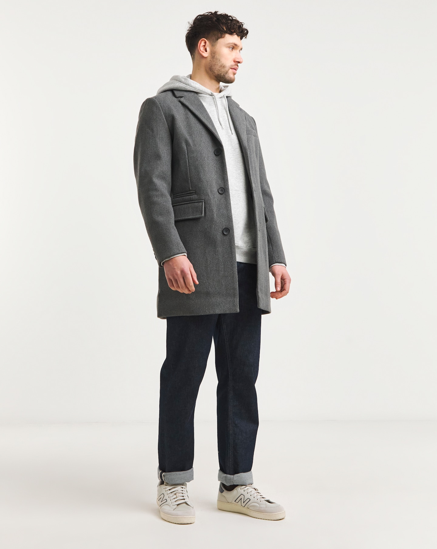 Grey Faux Wool Overcoat | Jacamo