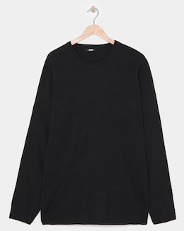 Crew Neck Black Acrylic Knitted Jumper