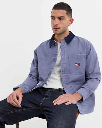 Tommy Jeans Canvas Cord Collar Overshirt - Blue