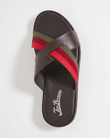 Joe Browns Leather Slide With Stipe Detail Wide Fit