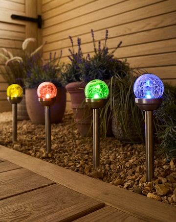 Crackle Ball Colour Changing Solar Stake Lights Set of 4
