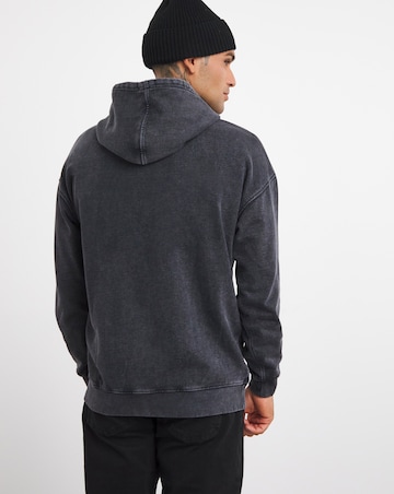 Relaxed Acid Wash Hoodie Long