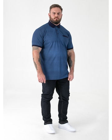 D555 Big And Tall Murray Allover Printed Jacquard Collar Polo With Pocket - Blue