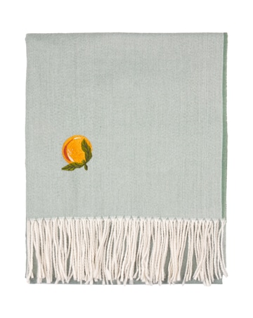 Furn. Fruits Lightweight Orange Embroidered Throw
