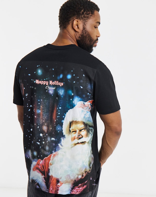 JACK & JONES Christmas Back Graphic T-Shirt - Black