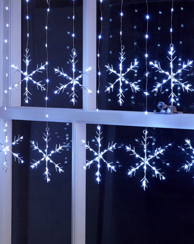 Cool White Snowflake LED Window Lights - Cool White