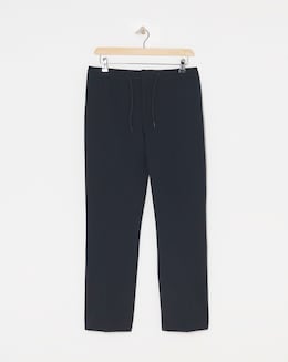 Navy Textured Smart Jogger Waistband Trouser