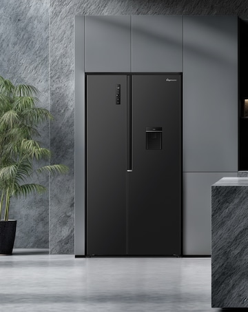 Fridgemaster MS91558DEB Non-Plumbed Total No Frost American Fridge Freezer Black