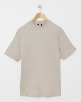Relaxed Fit Supima Crew Neck T-Shirt- Stone