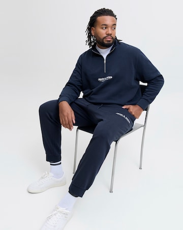Jack & Jones Versterbro Logo 1/4 Zip Sweat & Jogger - Navy
