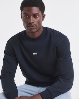BOSS Centre Logo Relax Fit Sweatshirt - Navy