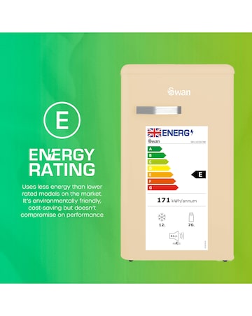 Swan SR11035CNE Retro Under Counter Fridge 90L - Cream