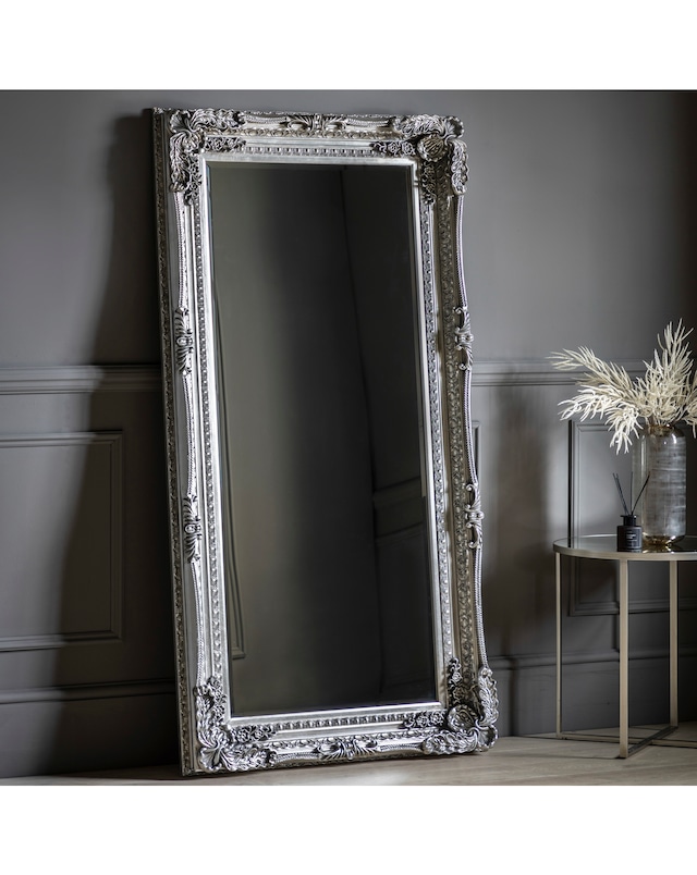 Gallery Carved Louis Mirror Silver