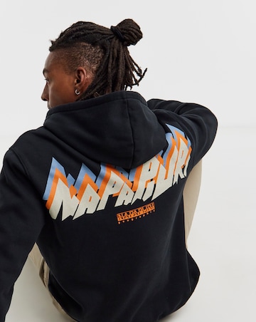 Napapijri Fiemme Mountain Back Graphic Hoodie - Black