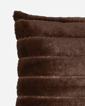 Large Ribbed Faux Fur Cushion - Chocolate