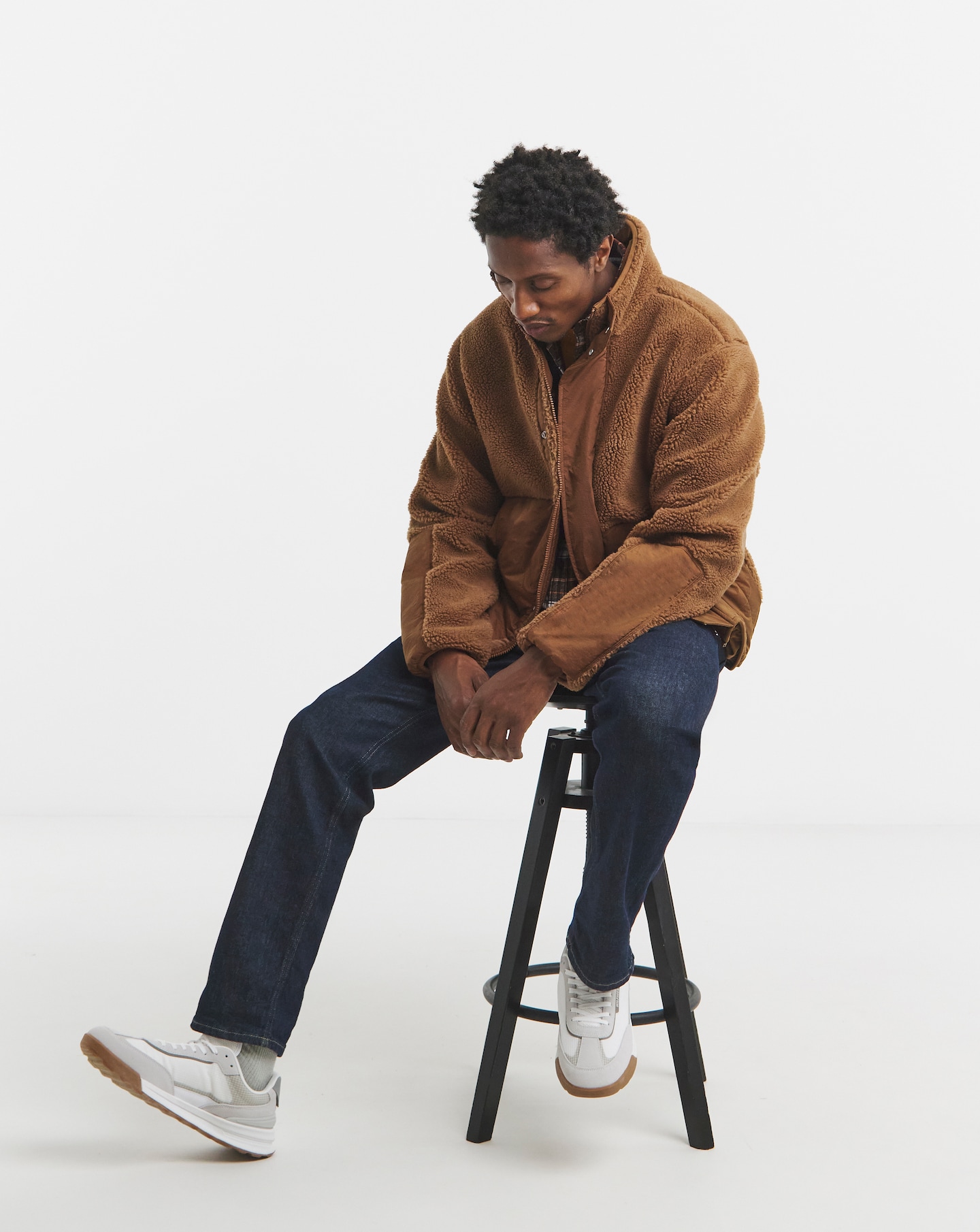 Tommy Jeans Mix Teddy Jacket - Brown | Jacamo