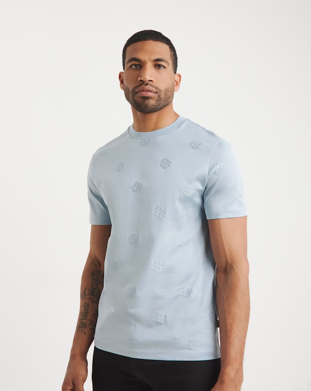 BOSS Short Sleeve Embossed Logo T-Shirt - Light Blue