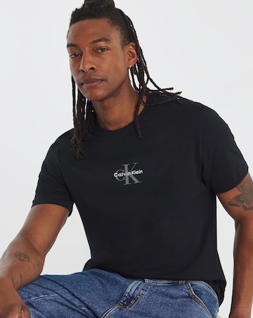 Calvin Klein Jeans Short Sleeve Micro Monologo T-Shirt - Black
