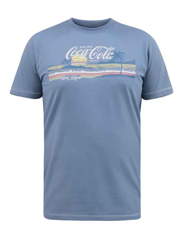D555 Big And Tall Norfolk Official Coca-Cola Beach Scene Printed T-Shirt - Denim