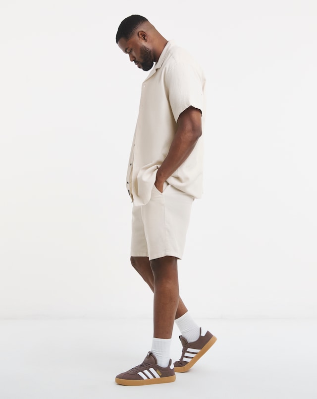 Jack & Jones Global Waffle Resort Shirt and Short Set – Cream
